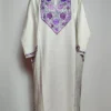 Embroidered Pheran in White with Aari Embroidery Harud in Cashmilon Wool
