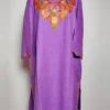 Woolen Purple Eshal Pheran in Cashmilon Wool with Aari Embroidery