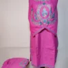 Long Pink Kashmiri Ruby Cotton Kurta Set with Aari Embroidery Abeer