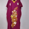 Purple Long Crush Cotton Kaftan with Lehar Aari Embroidery