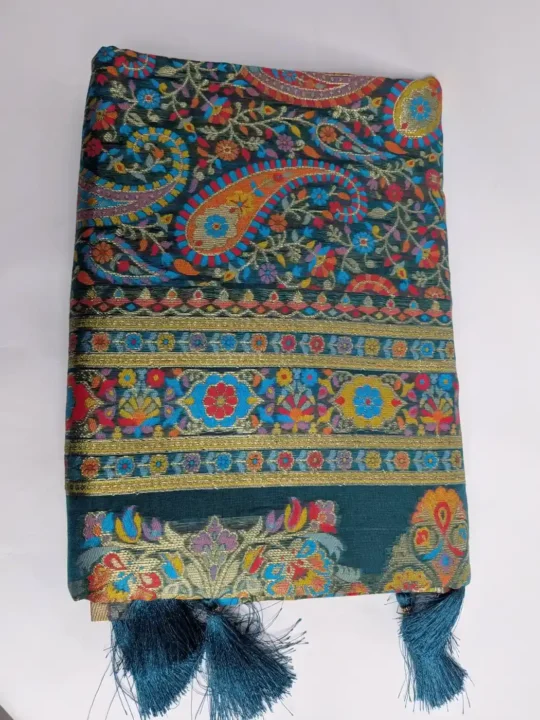 Green Aafreen Cotton Silk Kani Saree with Badami Jamawar