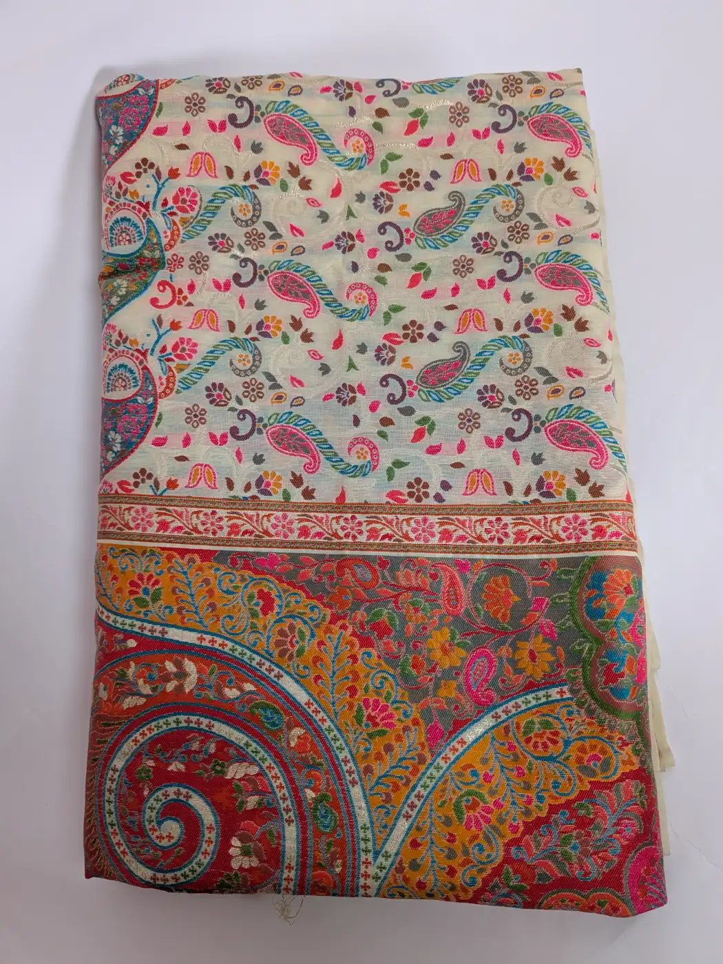 Shaheen Cotton Silk Kani Saree with Border Zari Embroidery