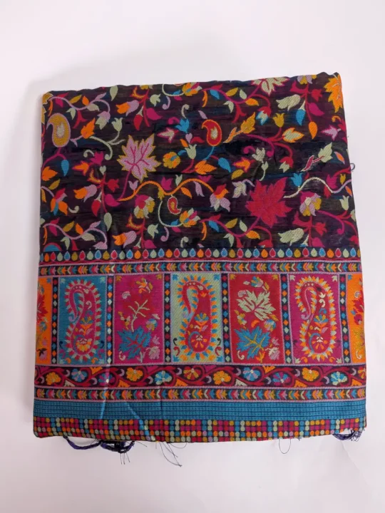 Royal Blue Cotton Silk Kani Saree Rang-e-Chinar with Border Zari Embroidery