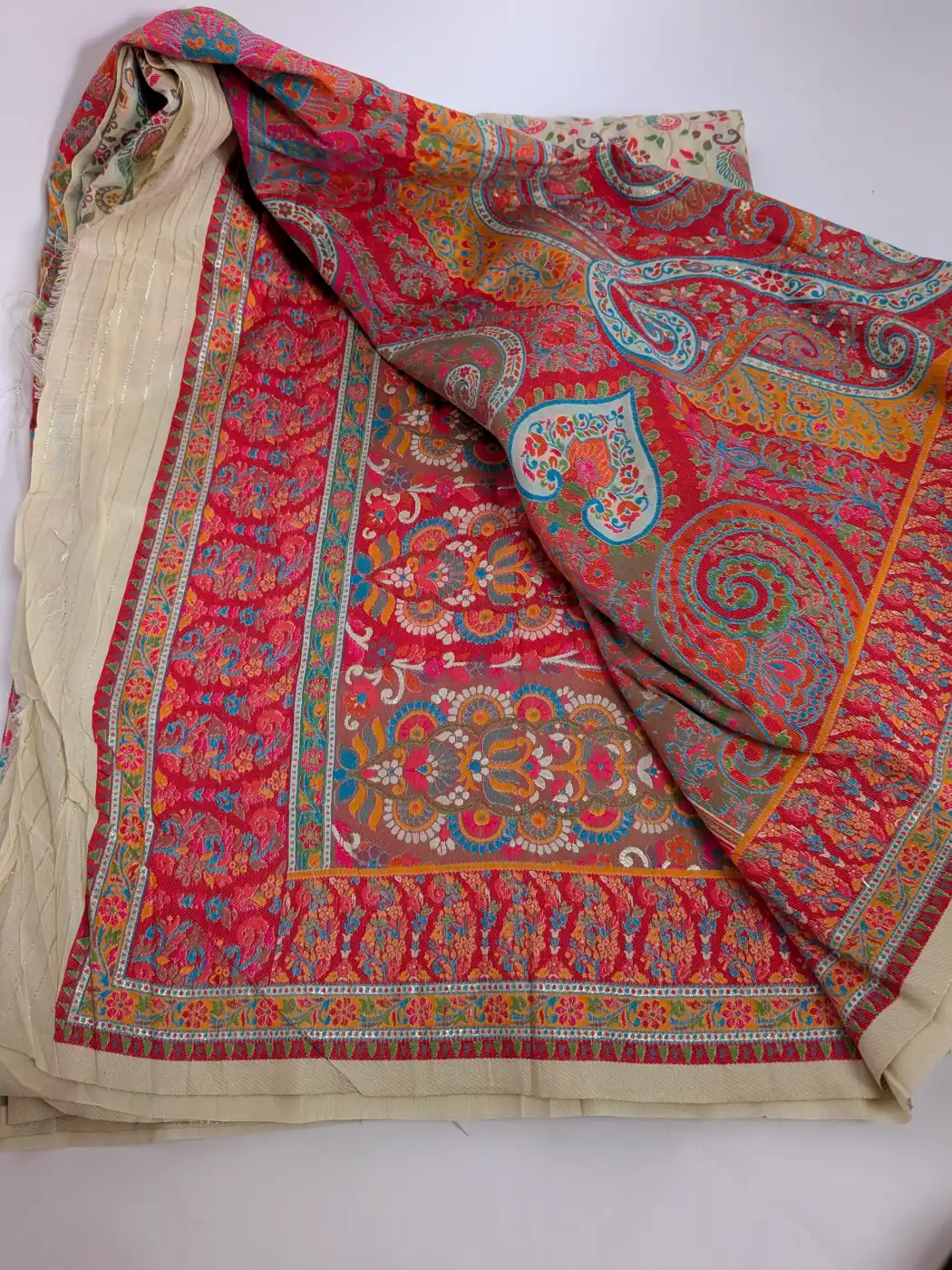 Shaheen Cotton Silk Beige Kani Saree - Image 3