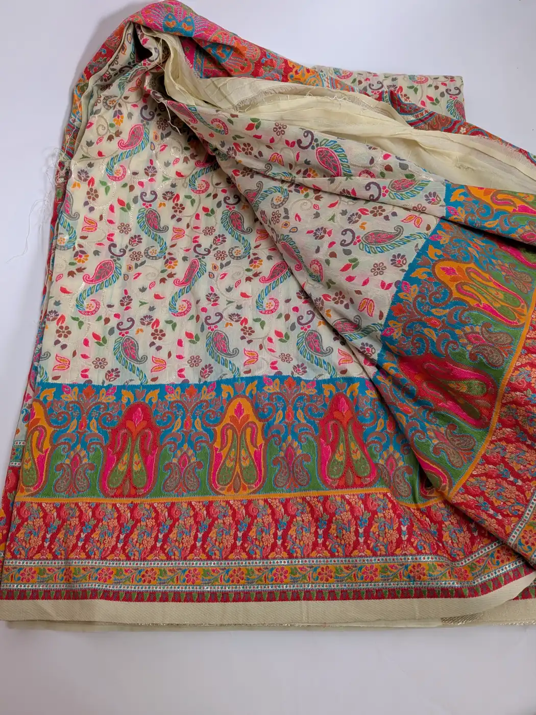 Shaheen Cotton Silk Beige Kani Saree - Image 5