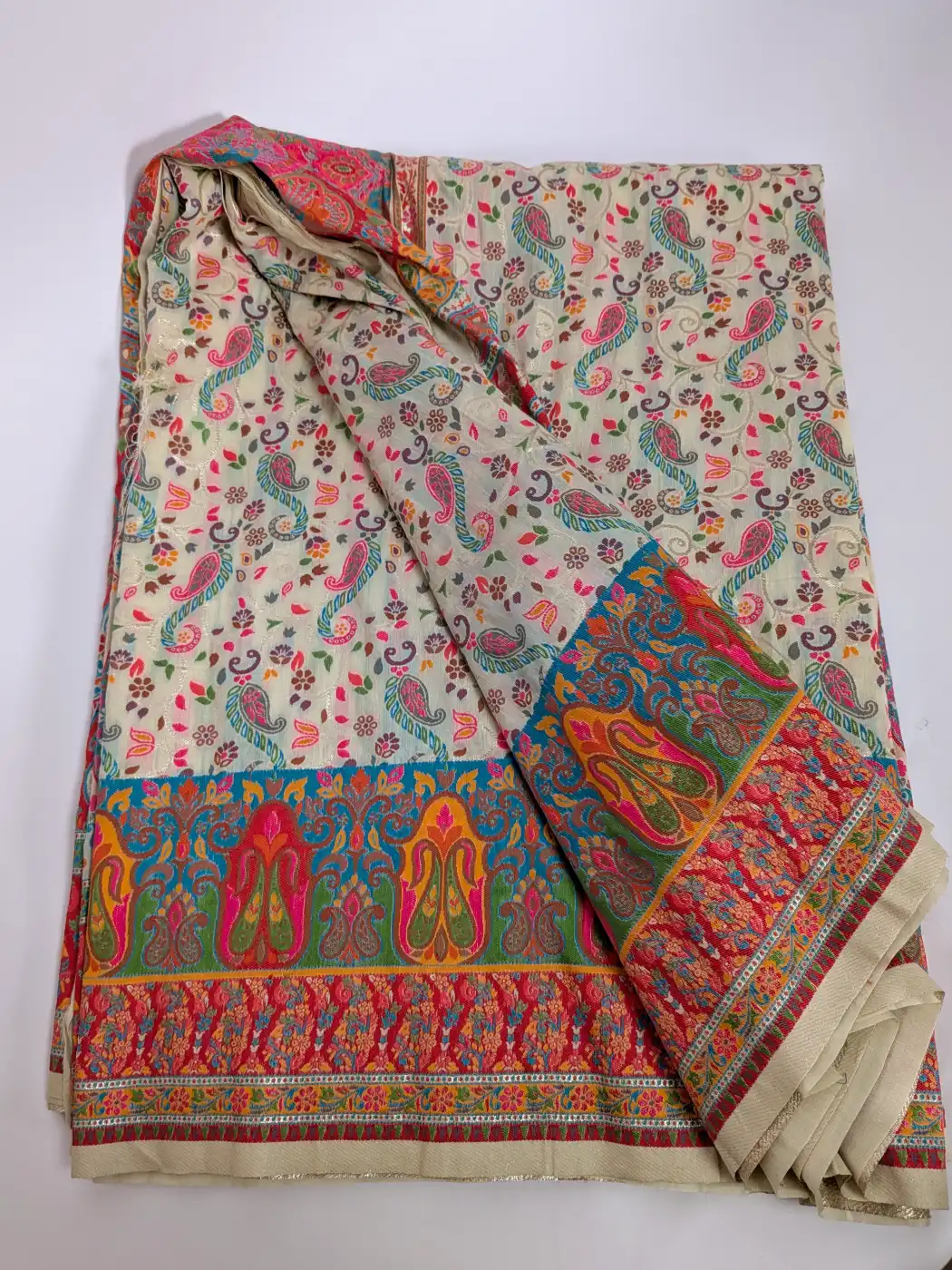 Shaheen Cotton Silk Beige Kani Saree - Image 7