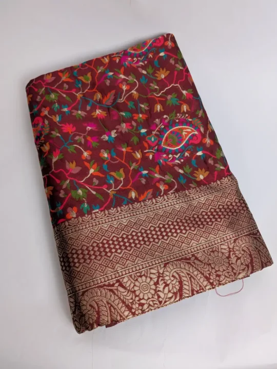 Zari Embroidered Shama Saree in Cotton Silk