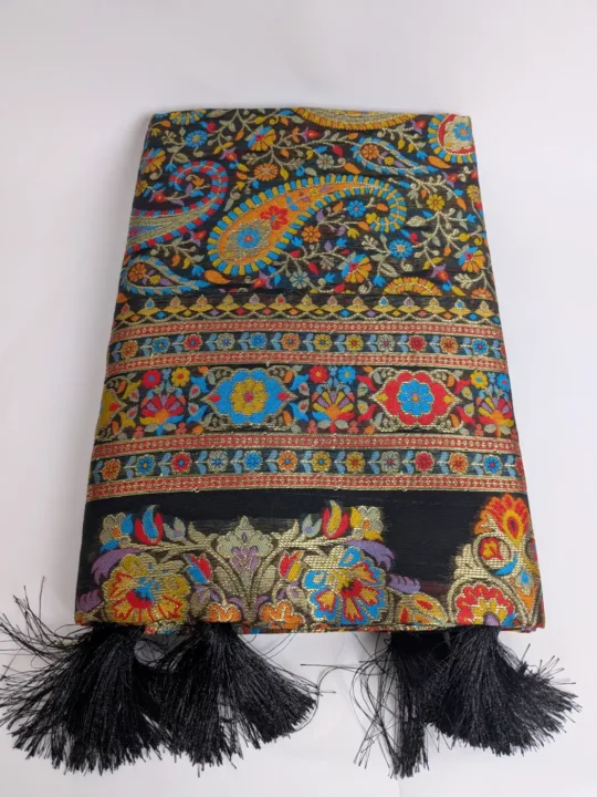 Aafreen Cotton Silk Black Kani Saree with Badami Jamawar