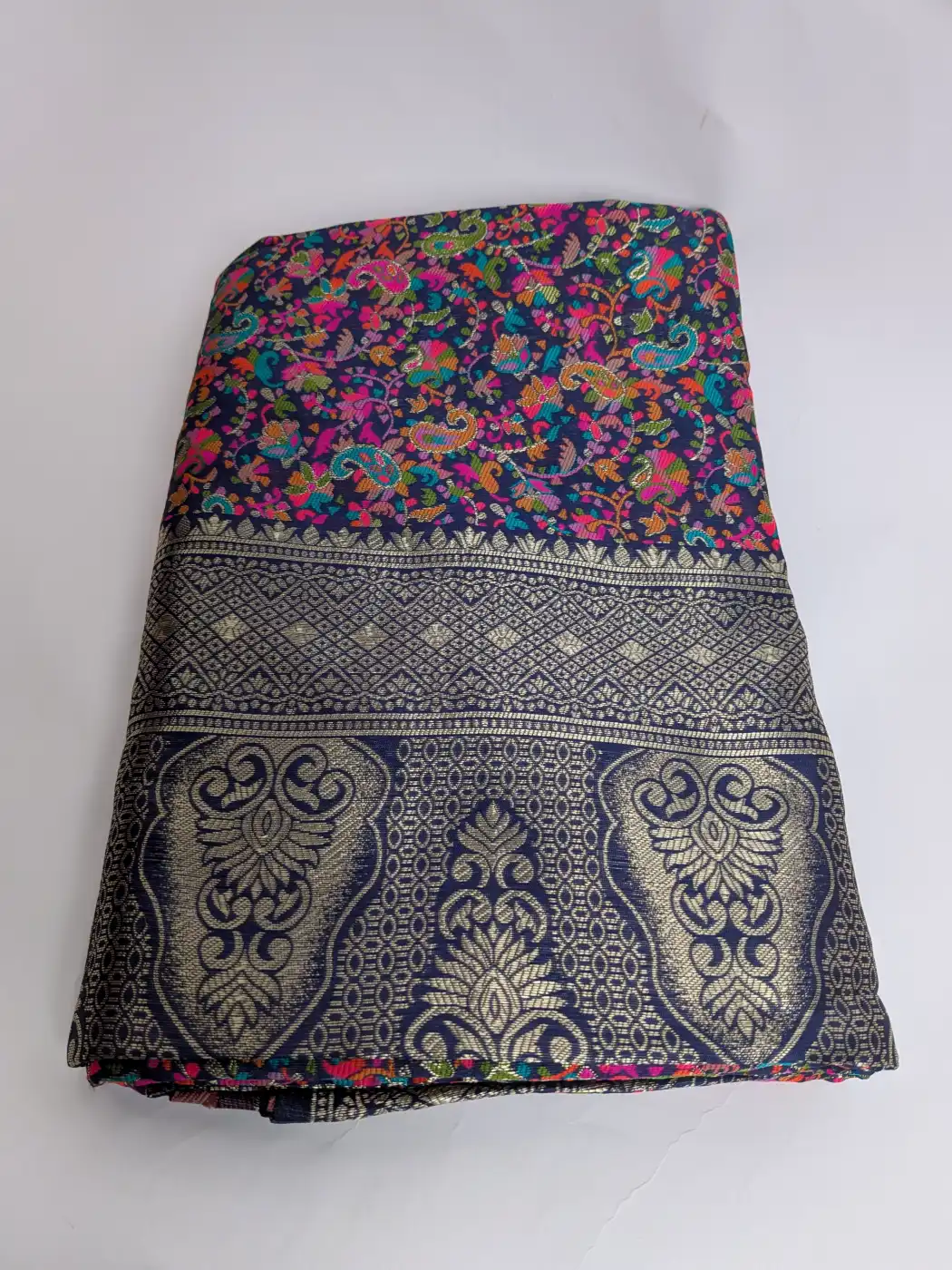 Dark Blue Gulbano Cotton Silk Saree with Zari Embroidery