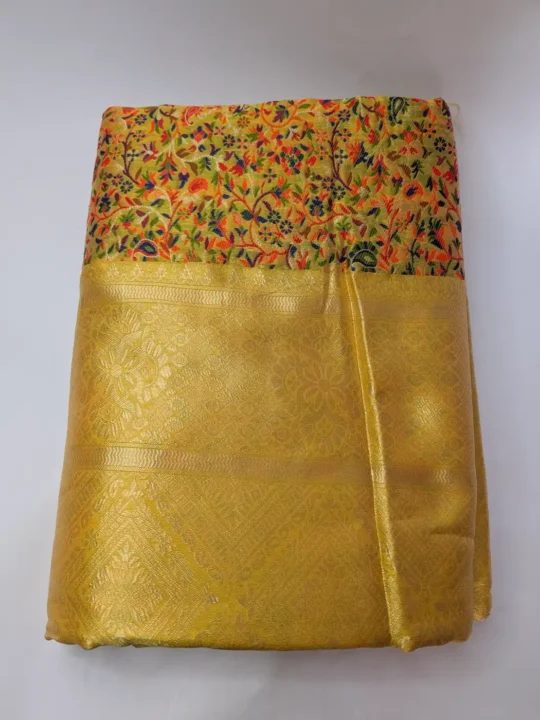 Kani Mustard Cotton Silk Saree Ayesha