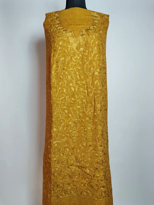 Desert Brown 2pc Unstiched Suit Dua Crush Cotton with Badam All over Jaal Aari Embroidery