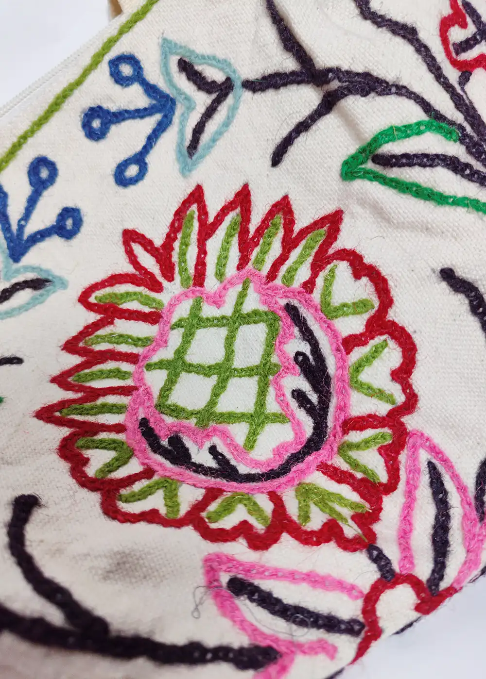 Kashmiri Dholki Duffle Hand/Sling bag with Hand Crewel Embroidery - Image 3