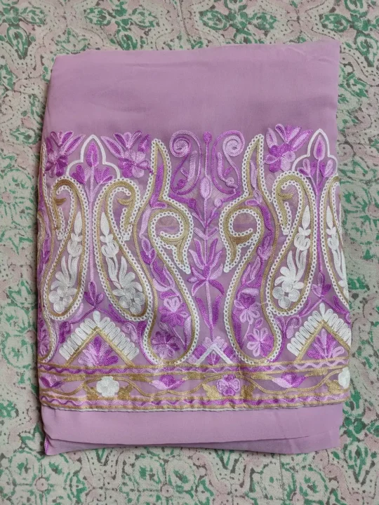 Georgette Rabita Purple Saree with Aari Embroidery