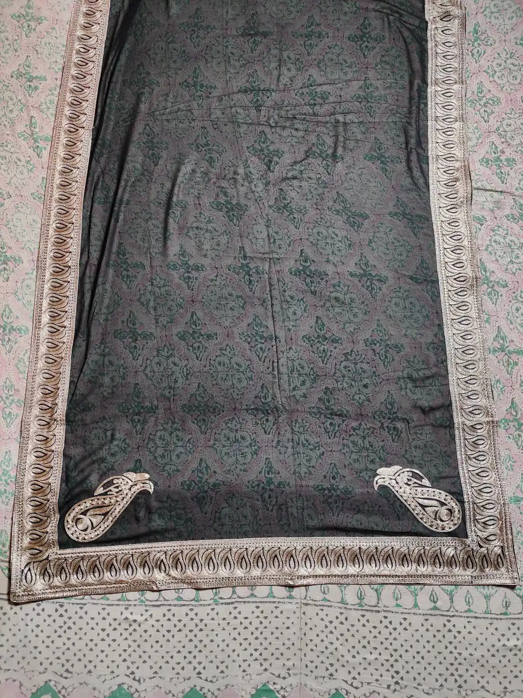 Zulaikha Georgette Zari Tilla Embroidery Black Saree - Image 2