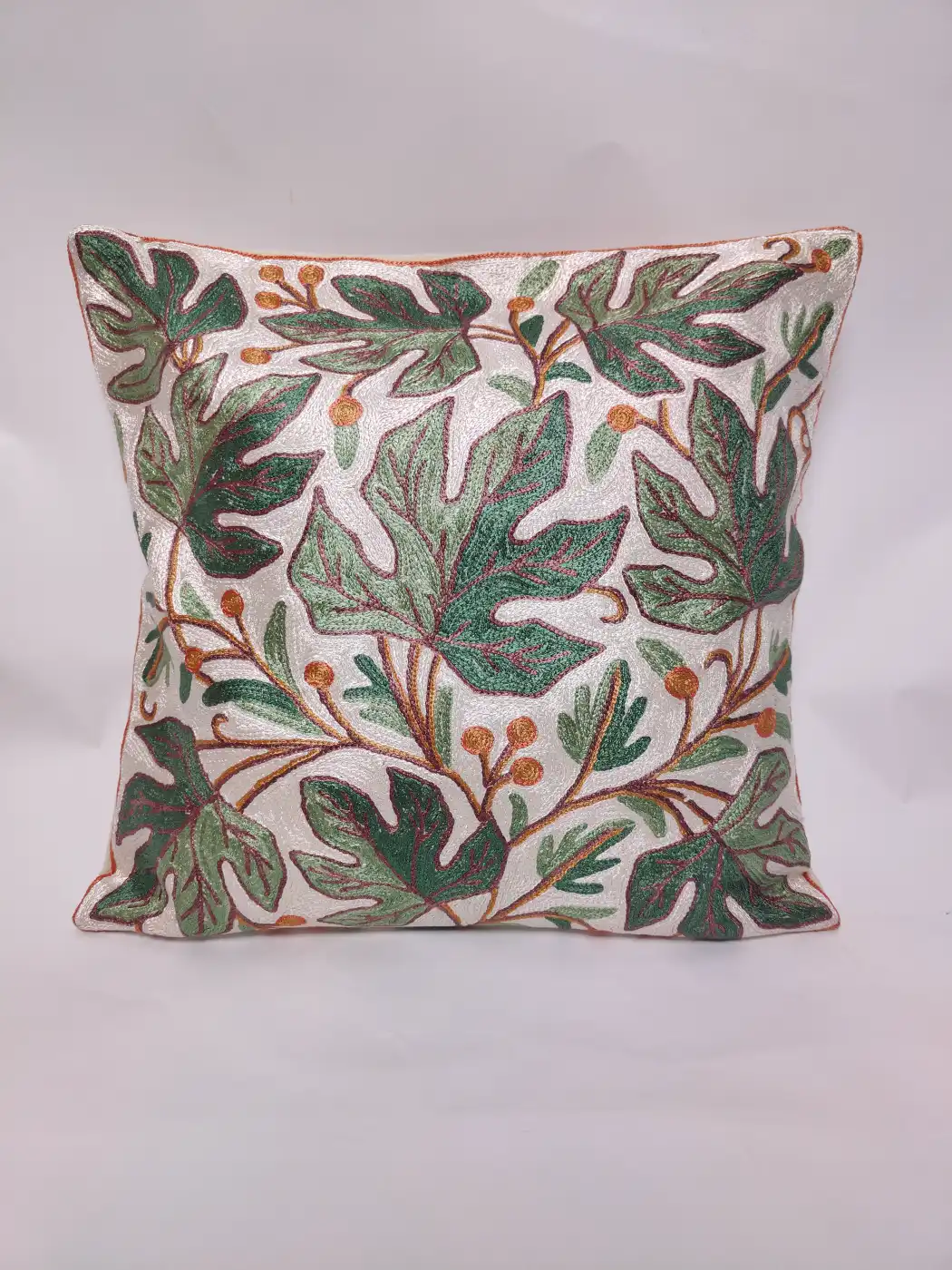 Kashmiri Cushion Covers with Hand Chain Stitch Work | 16 x 16 | Set of 2