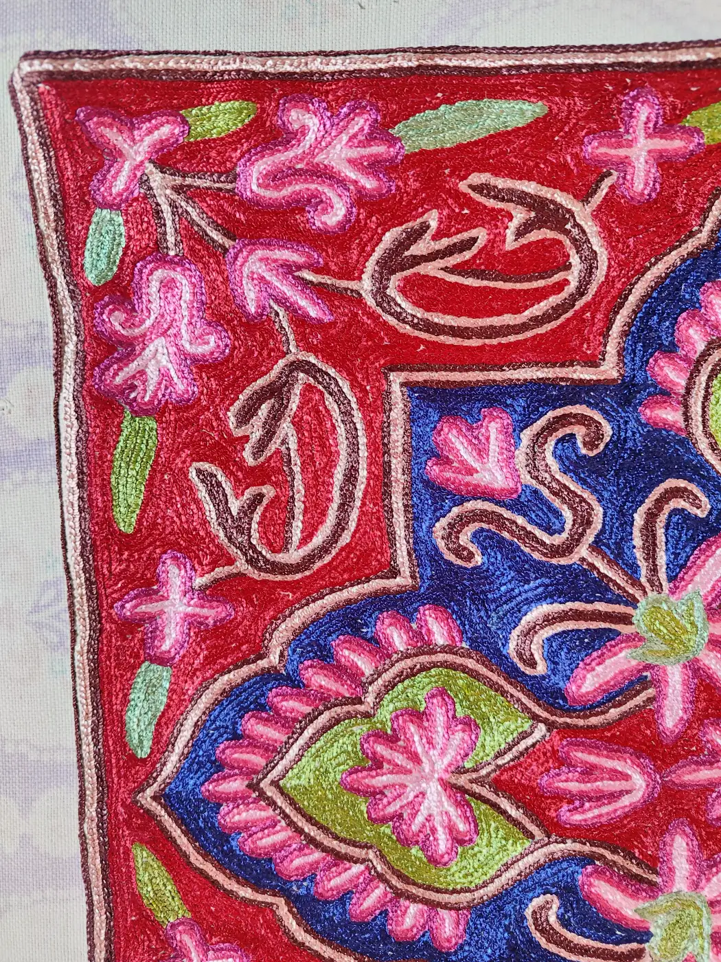 Kashmiri Mandala Cushion Covers - Set of 2 - Chain Stitch (16x16) - Image 2