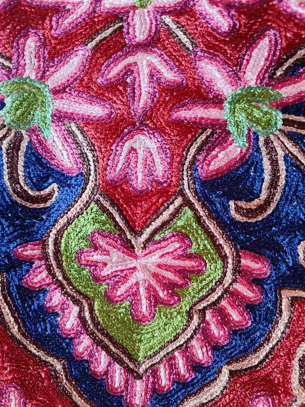 Kashmiri Mandala Cushion Covers - Set of 2 - Chain Stitch (16x16) - Image 3