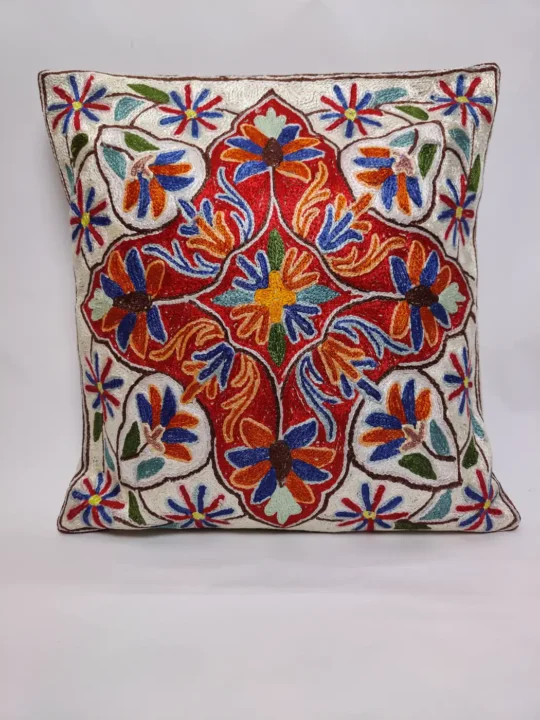 Set of 2 - Kashmiri Cushion Covers  - Hand Chain Stitch | 16 x 16 - Blossom Heaven