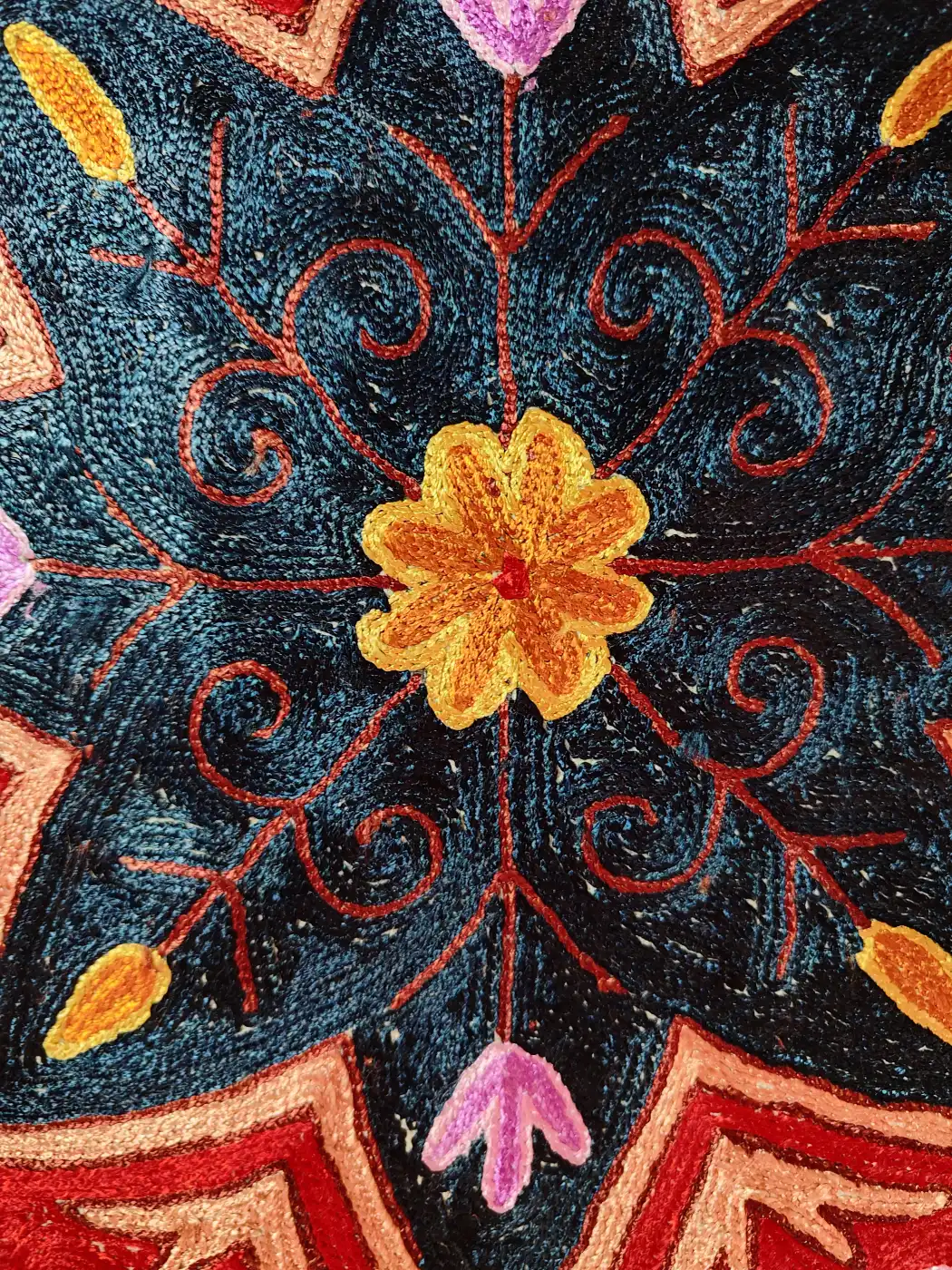 Garden Glow Kashmiri Cushion Covers - Set of 2 - Chain Stitch (16x16) - Image 3