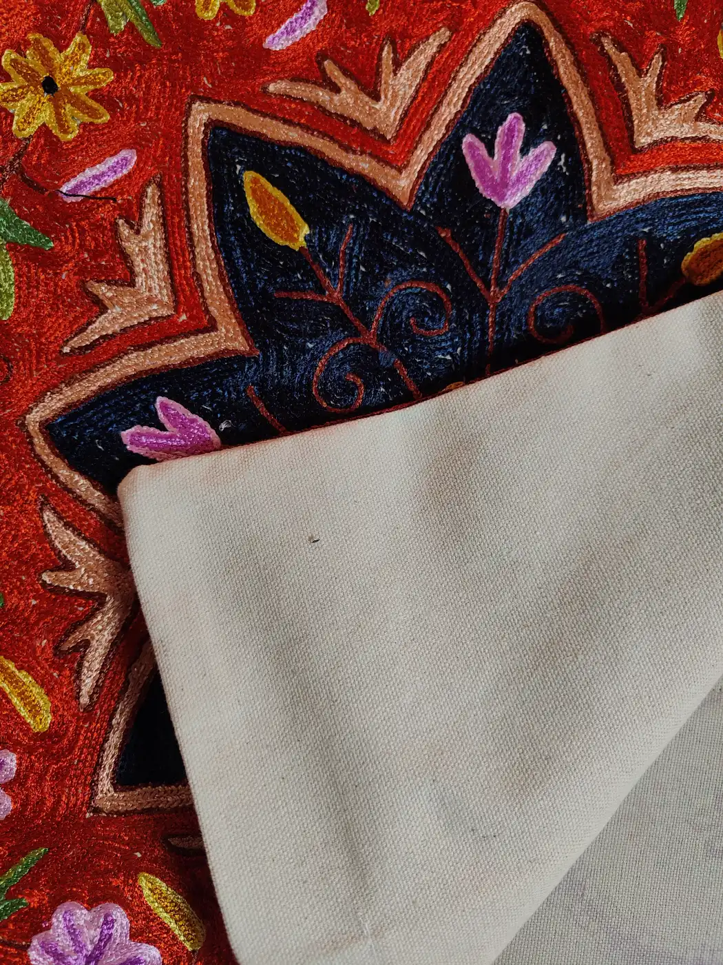 Garden Glow Kashmiri Cushion Covers - Set of 2 - Chain Stitch (16x16) - Image 2