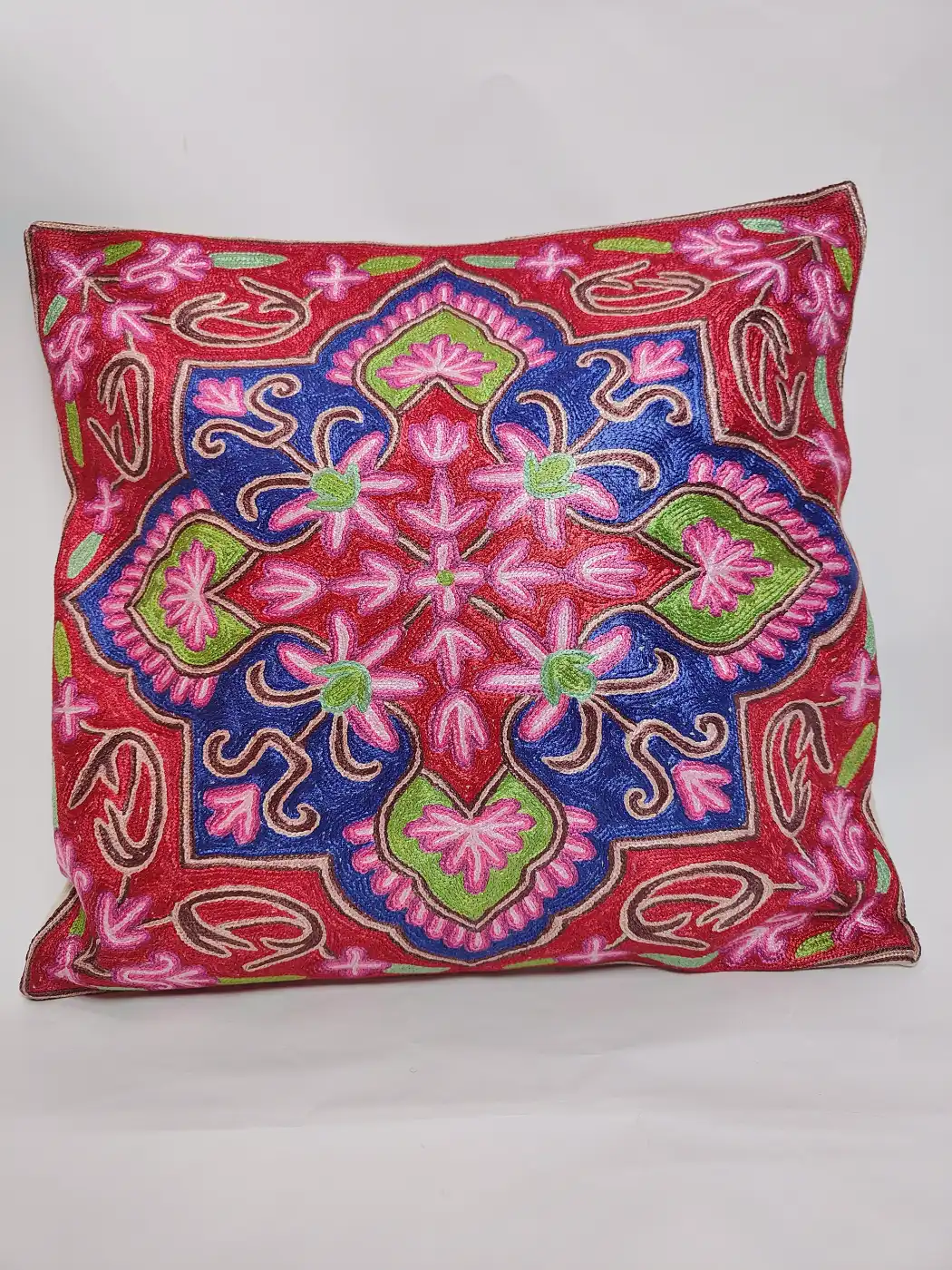 Kashmiri Mandala Cushion Covers - Set of 2 - Chain Stitch (16x16)