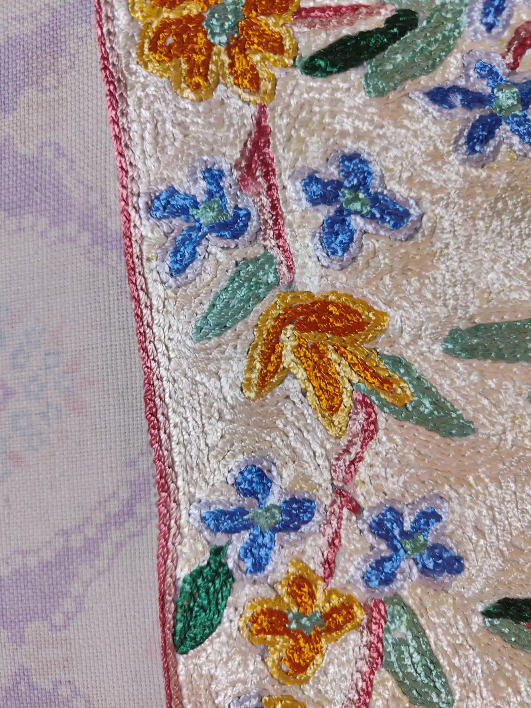 Garden Kashmiri Cushion Covers - Hand Chain Stitch | 16 x 16 | Set of 2 - Image 3