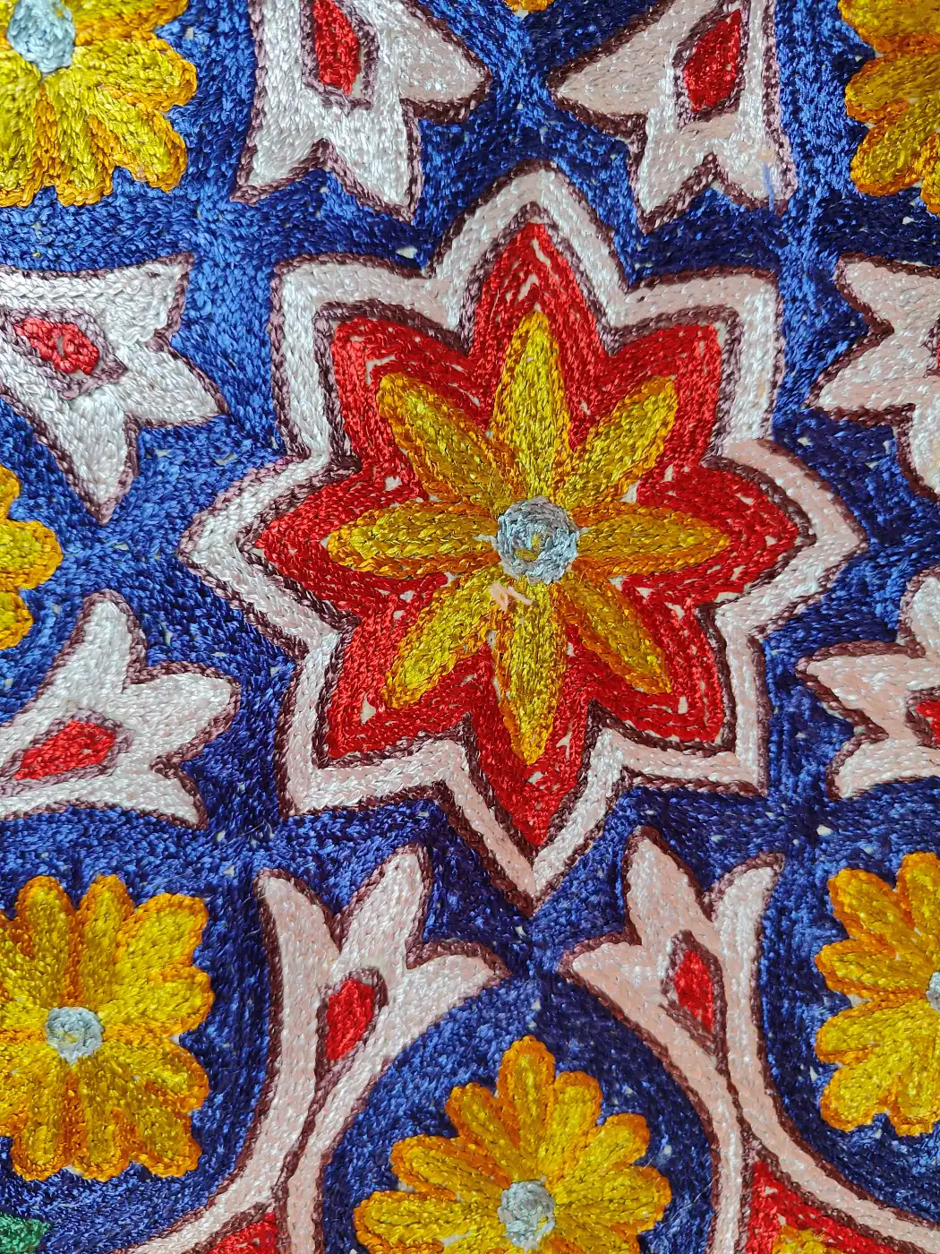 Floral Kashmiri Cushion Covers - Hand Chain Stitch | 16 x 16 | Set of 2 - Image 3