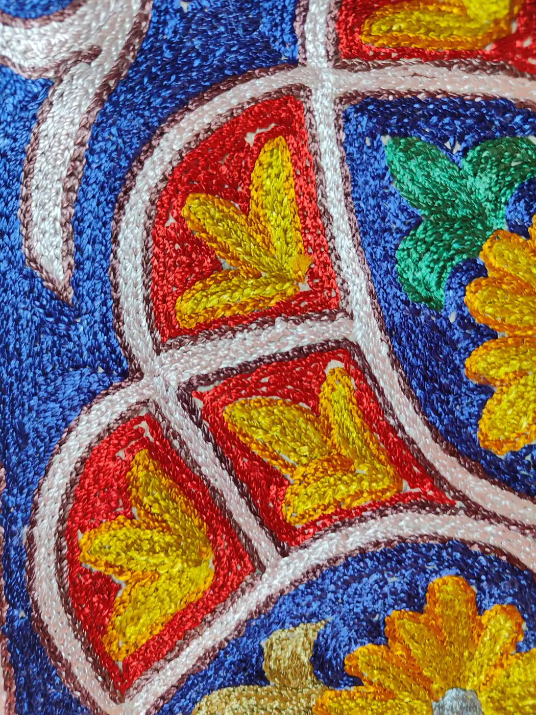 Floral Kashmiri Cushion Covers - Hand Chain Stitch | 16 x 16 | Set of 2 - Image 2