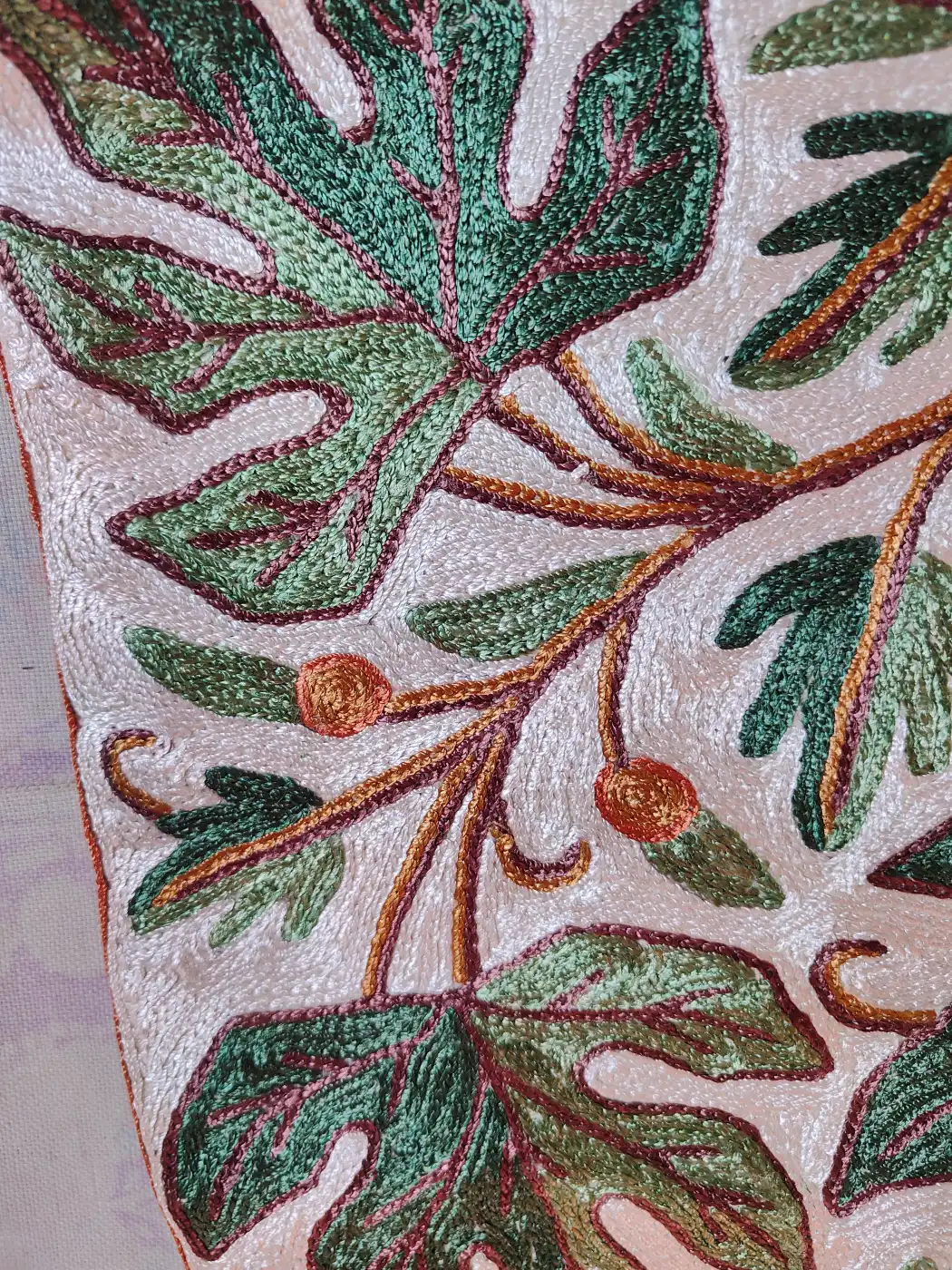 Kashmiri Cushion Covers with Hand Chain Stitch Work | 16 x 16 | Set of 2 - Image 3