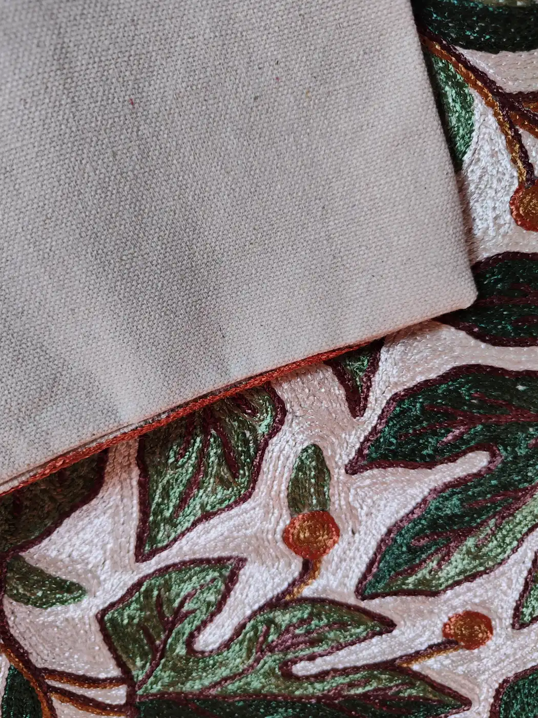 Kashmiri Cushion Covers with Hand Chain Stitch Work | 16 x 16 | Set of 2 - Image 4