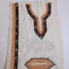 Kashmiri White Neck Patch - Handcrafted Golden Tilla Embroidery