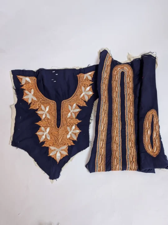 Kashmiri Patch Set with Golden Tilla Embroidery - Pockets, Lace and Sleeves