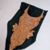 Green Kashmiri Neck Patch Set with Golden Tilla Embroidery