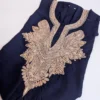 Kashmiri Dak Blue Neck Patch Set with Golden Hand Tilla Work