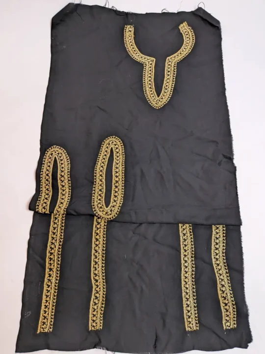 Golden Hand Tilla Embroidery Kashmiri Black Neck Patch Set