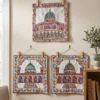 Wall Hanging with Silk Hand Chain Stitch Embroidery | Holy Masjid | Set of 3 - 1 ft