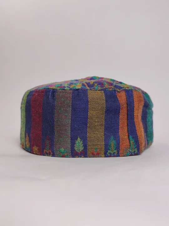 Kashmiri Striped Navy Blue Kani Cap