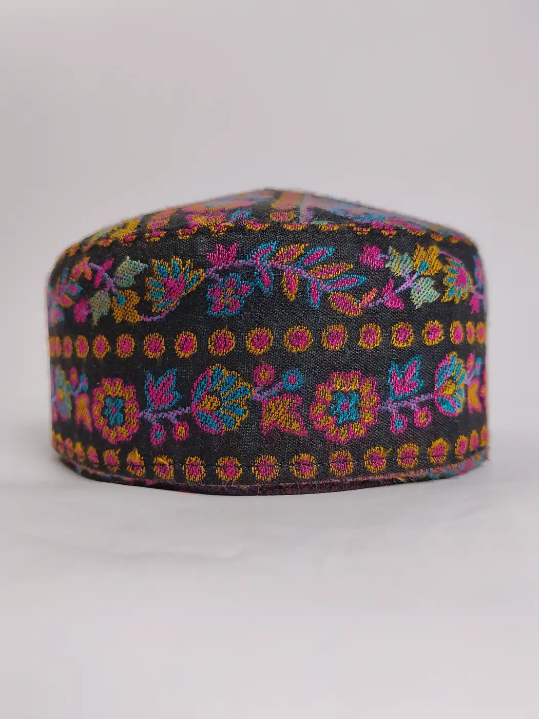 Kashmiri Black Floral Kani Cap