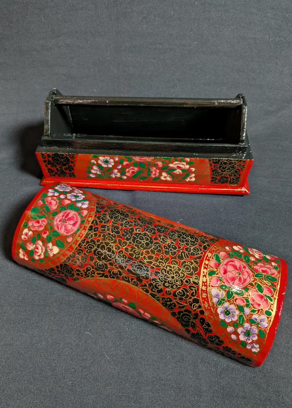 Naqsh Hand-Painted Kashmiri Floral Design Paper Mache Bangle Box - Image 4