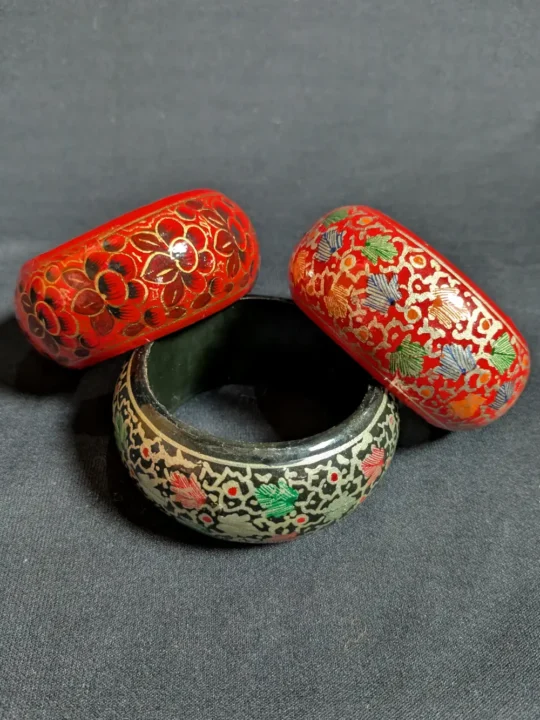 Kashmiri Bangles | Hand Painted Paper Machie – Set of 3