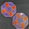 Hand-Painted Red and Purple Kashmiri Paper Mache Modern Table Mat-Set of 2