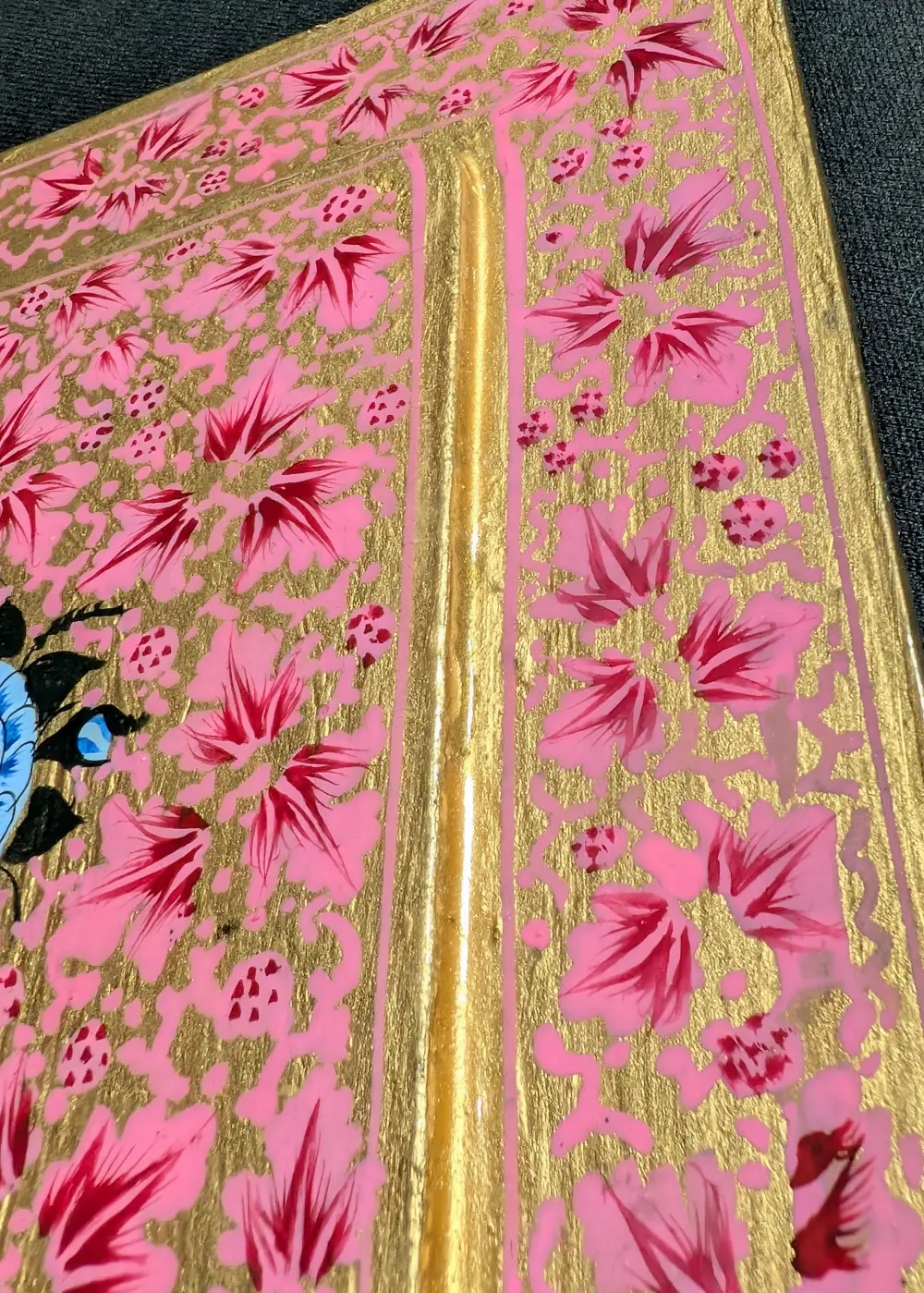 Aesthetic Dining Table Mat | Pink Hand-Painted Kashmiri Design Paper Mache Rectangle - Image 4