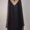 Dilruba 2pc Black Suit Material with Tilla Embroidery in Rayon Cotton