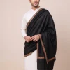 Black Kashmiri Men’s Hashidar Shawl in Wool with Hand Sozni Work