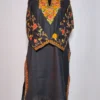 Black Long Ruby Cotton Nighat Kashmiri Kurti with Sleeve Aari Embroidery