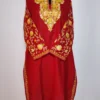 Maroon Kashmiri Long Ruby Cotton Nighat Kurti with Sleeve Aari Embroidery