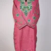 Pink Kashmiri Long Ruby Cotton Nighat Kurti with Sleeve Aari Embroidery