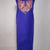 2pc Kashmiri Unstiched Suit in Dark Blue Poly Cotton with Aari Embroidery