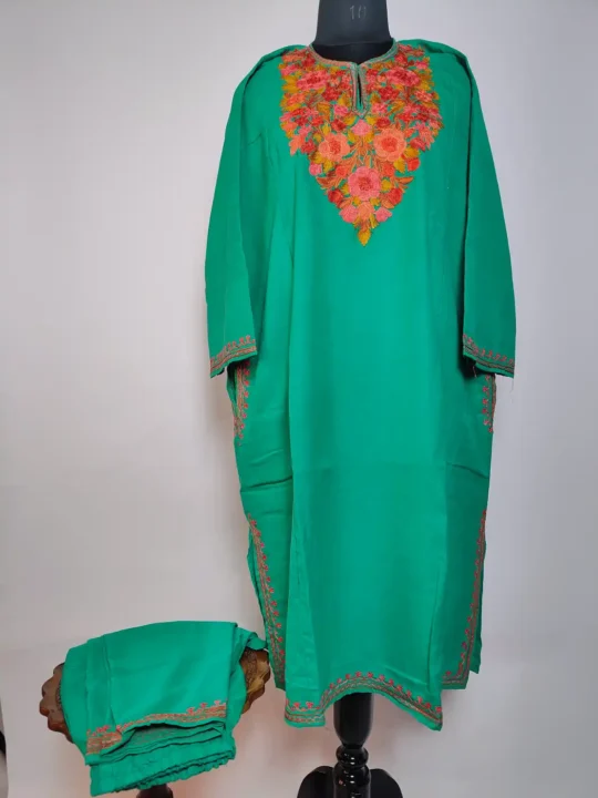 Mehboob Kashmiri Long Summer Cool Kurti Set with Aari Embroidery