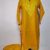 Long Summer Cool Raunaq Mustard Kurti Set with Aari Embroidery